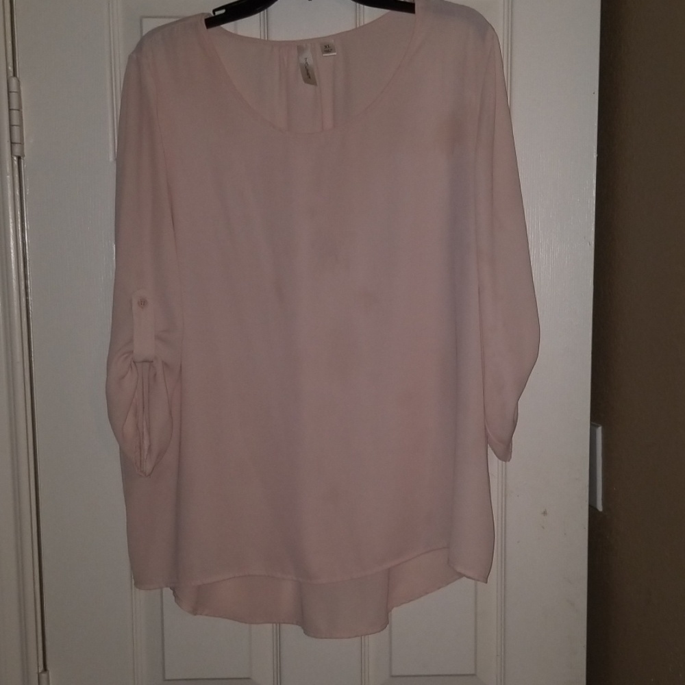 3/4 sleeve baby pink blouse
